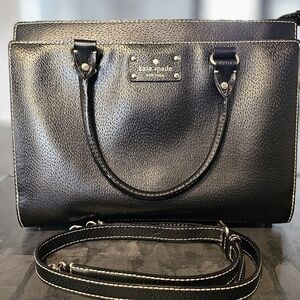 Kate Spade Black Wellesley Martine Leather XL Satchel Tote Handbag